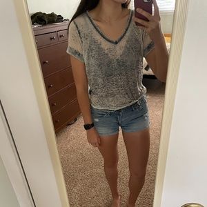 Distressed Grey/Blue V-neck